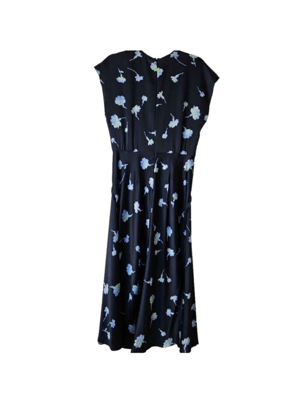 Vince Sea Carnation Cap Sleeve Dress Size 6 *Flaw* Blue Floral Print - Picture 3 of 15